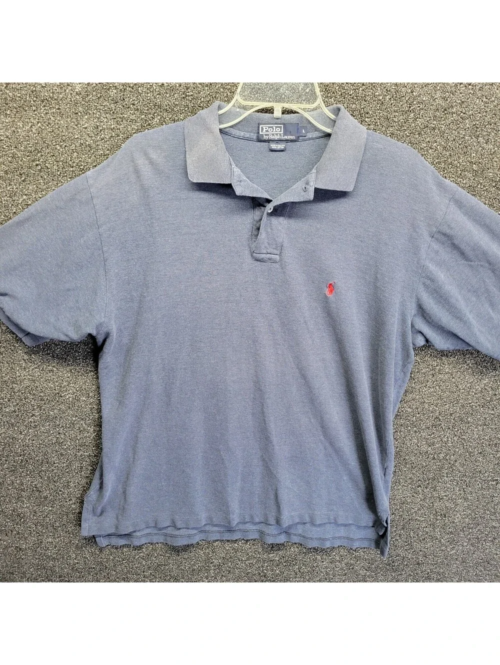 VTG Polo Ralph Lauren Men Shirt L Blue Short Sleeve Polo Casual